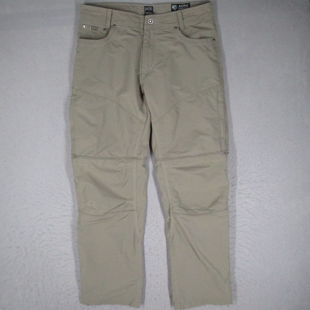 Kuhl Liberator Stealth Convertible Pants Mens 34x32 Tan Hiking Cargo Zip Off
